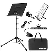 5 in 1 Dual-use Sheet Music Stand &amp; Desktop Book Stand, Folding Music Stand with Portable Carryin...