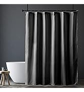 Amazer Grey Shower Curtain Liner, Dark Grey Fabric Shower Liner, 2-in-1 Bathroom Shower Curtain a...
