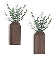 Dahey Wood Wall Vase Planter with Artificial Eucalyptus, 2 Pack Hanging Planter for Indoor Fake P...