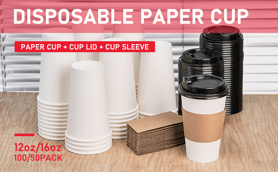 Disposable Paper Cups with Lids and Sleeves