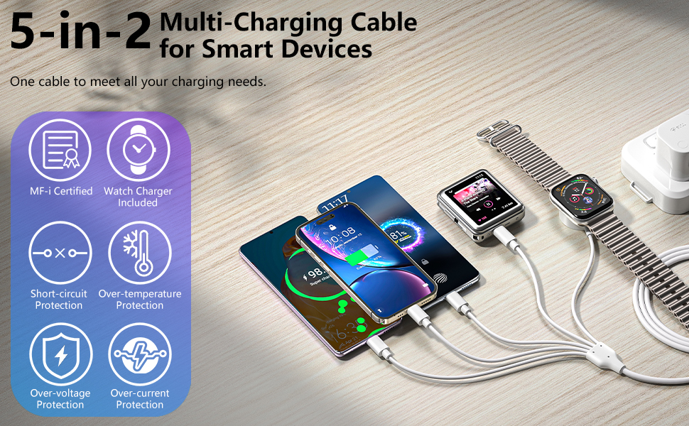 YIFYSUN 5-in-2 Multi Charging Cable
