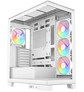 SAMA V50WH Mid Tower ATX PC Case, Dual Tempered Glass Panels, 4×120mm ARGB PWM Fans, High Airflow...