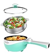 Audecook Hot Pot Electric with Steamer, 1.7L Non-Stick Coating Mini Hot Pot with Power Control, M...