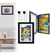 2Pcs Kids Art Frame Changeable 8.5x11 Letter Size Display with Mat Kids Artwork Frame Front Openi...