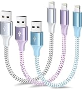 [Apple MFi Certified] Short iPhone Charger 1ft 3Pack,USB A to Lightning Cord Nylon Braided 12 Inc...