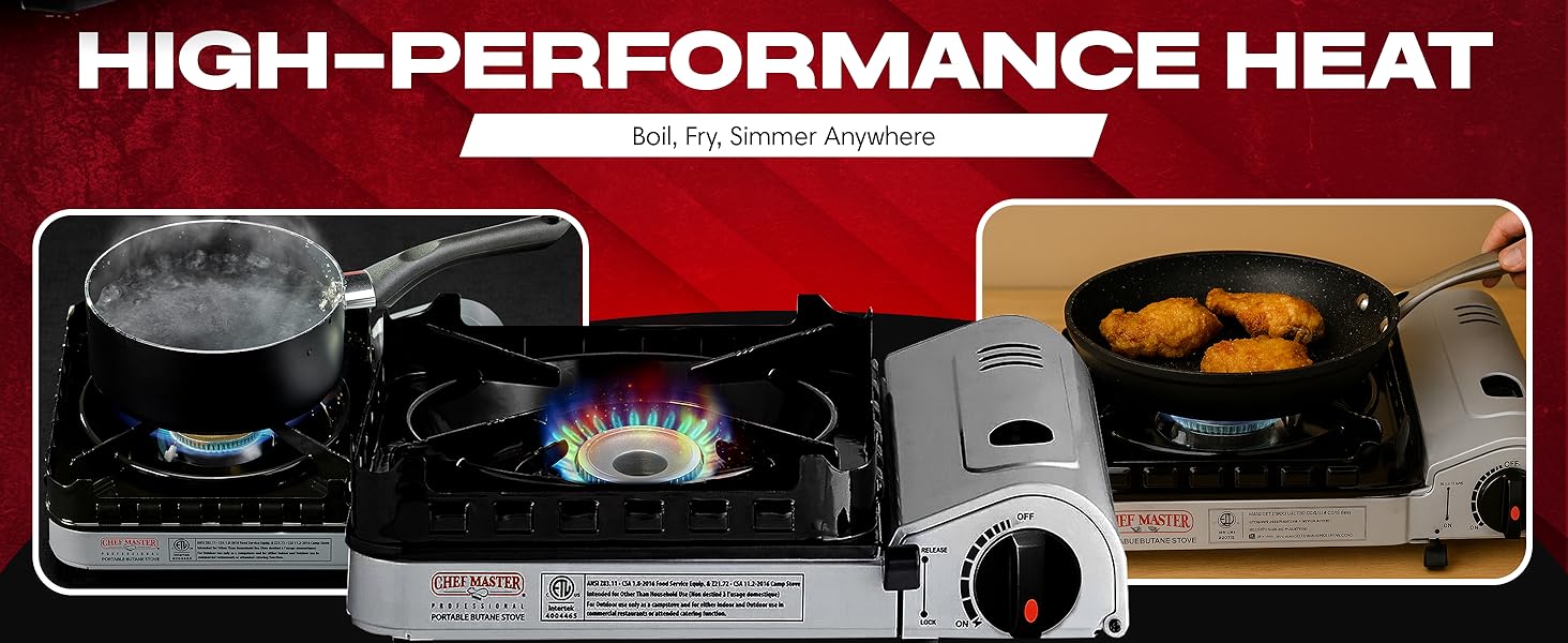 15,000 BTU Output Portable Butane Camping Stove by Chef Master