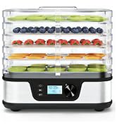 Food Dehydrator, 5 Stainless Steel Trays, 72H Timer &amp; Temp Control up to 167°F, 400W Food Dryer, ...