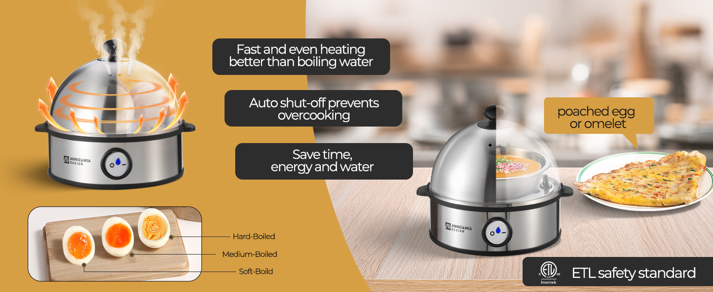 Fast and even heating better than boiling water Auto shut-off prevents overcooking.