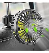 Qidoe Car Fan for Backseat, USB Powered Car Rear Seat Headrest Fans, 3 Speeds and 360 Degree Rota...