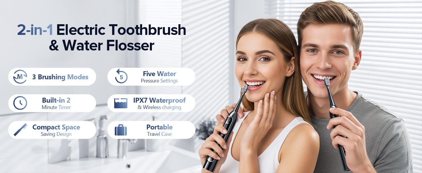 electric toothbrush with water flosser
