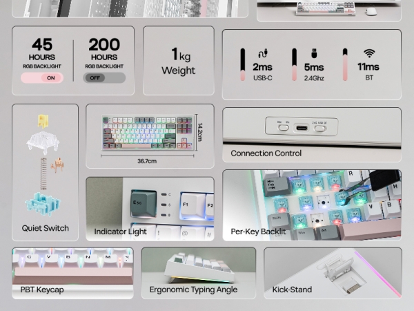 EPOMAKER TH87 Wireless Mechanical Keyboard with 10000mAh Battery