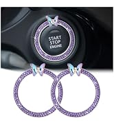 KHGUZ 2PCS Bling Car Engine Start Stop Decoration Ring, Crystal Rhinestone Auto Push Start Button...