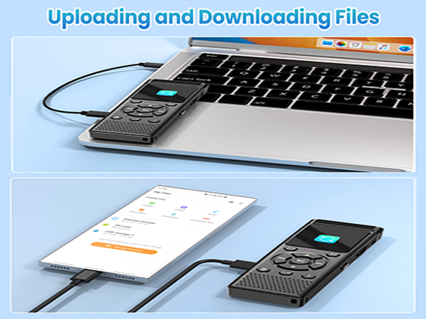 voice recorder with playback file transfer via computer and mobile phone