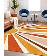 LIVEBOX Retro Sun Rug 4x6 Large Boho Rug for Bedroom Indoor Office,Machine Washable Throw Area Ru...