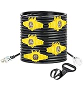 Outdoor Extension Cord 25 FT, Evenly Spaced 5 Outlets Plugs, 3/14 AWG Weatherproof Multiple Outle...