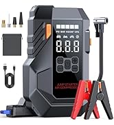 Jump Starter with Air Compressor, 6000A 160PSI Battery Jumper Starter Portable (All Gas/12L Diese...