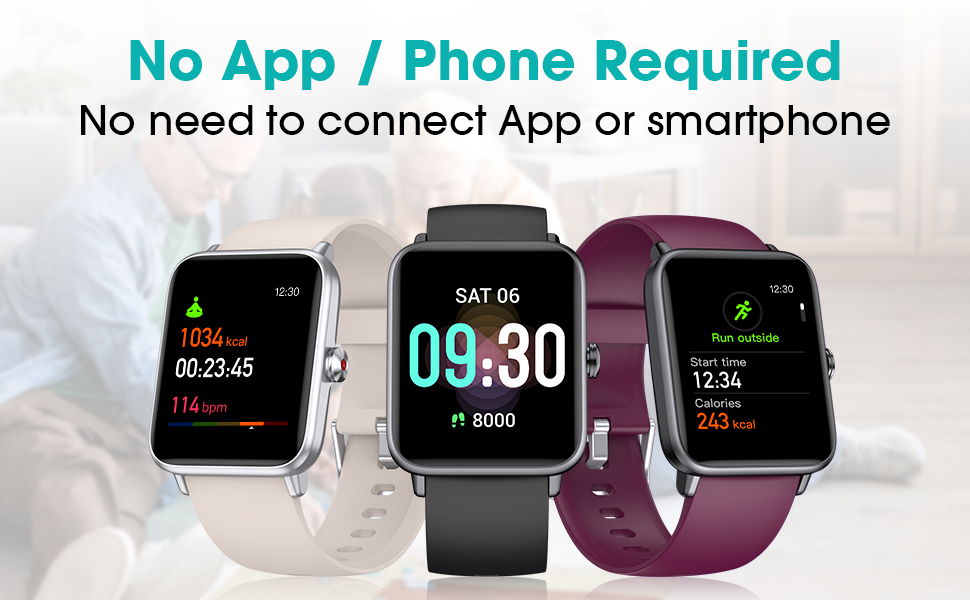 Pautios Pedometer SmartWatch - Senior Friendly. NO APP, No Bluetooth. Make smart living simpler.