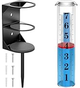 Rain Gauge Outdoor, Accurate Rain Gauges Outdoors Best Rated with Metal Rack Holder, Freeze Proof...