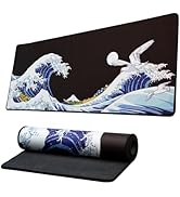 XVX Japanese Sea Wave Large Mouse Pad for Desk, Desk Mat with Seamed Edges, Waterproof Desk Pad, ...
