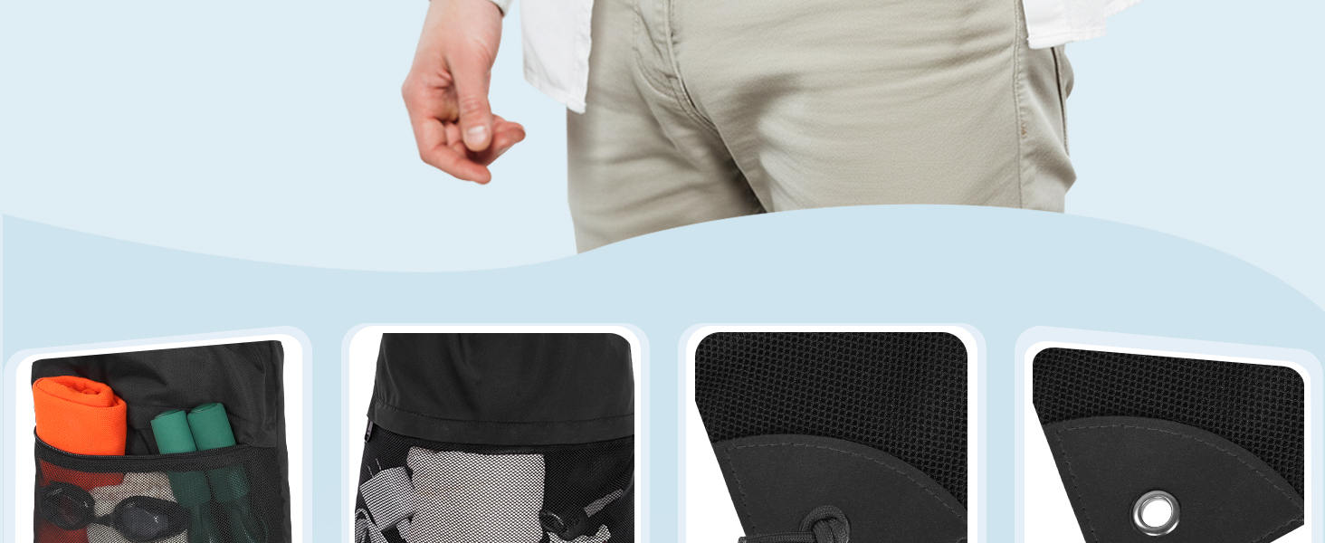 TILYMOL bag with reinforced outer pockets securely holds essentials, resists tearing.