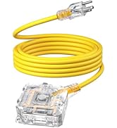 DEWENWILS 15FT Outdoor Extension Cord for Christmas, 6-Outlet with On/Off Switch & Waterproof Sil...