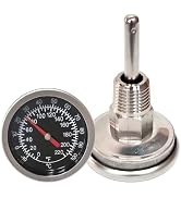 Temperature Probe Meter Gauge, Dial Thermometer NPT, Stainless 1/4 NPT Thermometer for Boiler Tea...