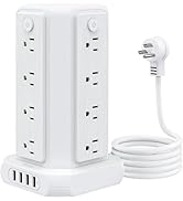 Surge Protector Power Strip Tower, NTONPOWER 8 Widely Outlet Extenders with 4 USB Charging Ports ...