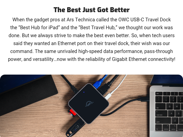 OWC USB-C Travel Dock the "Best Travel Hub," Gigabit Ethernet