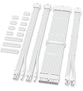 Sirlyr PSU Cable Extension Kit,Bright White Sleeved PC Cables Extensions Mod,24Pin ATX x1 8Pin EP...