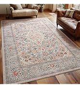 Goideal Washable Rug 4x6, Beige Area Rugs Non Slip, Indoor Low Pile Carpet with Rubber Backing fo...