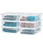 IRIS USA 6 Pack 28 Qt. Plastic Storage Container Bin with Latching Lid, Clear