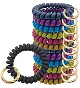 JDBZYDM 12pcs Keychain Wristlet Colorful Spiral Wrist Coil Keychain Stretchable Spring Bracelet K...