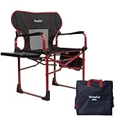 SUNNYFEEL Camping Directors Chair Aluminum Oversized Portable Folding Chair with Side Pocket and ...