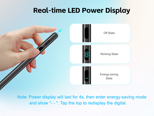 LED power display pencil for iPad