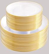clear and gold plastic plates