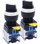 TWTADE / 2Pcs 22mm DPST 1 NO 1 NC 2 - Positions Latching Rotary Select Selector Switch 440V 10A L...