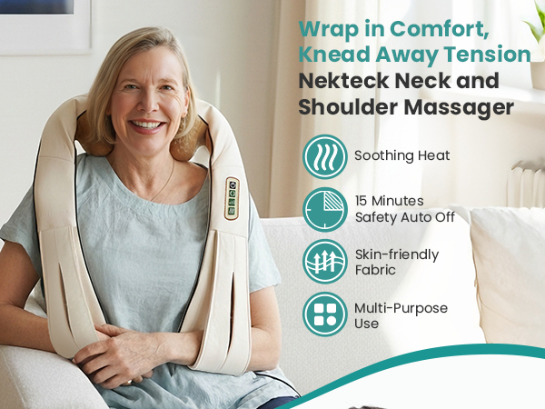 nekteck neck back massager for pain relief deep tissue shoulder massage tool