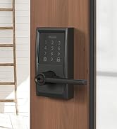 Schlage Encode Smart Wifi Lever Handle Lock in Matte Black Finishon on front door