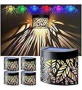 DenicMic Solar Wall Lights Outdoor 4 Pack Fence Solar Lights Led Waterproof Deck Lighting for Pat...