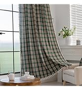 Erbnaryx Plaid Curtain 59W x 63L Inches,2 Panel Light Filtering Privacy Rod Pocket, Vintage Handm...