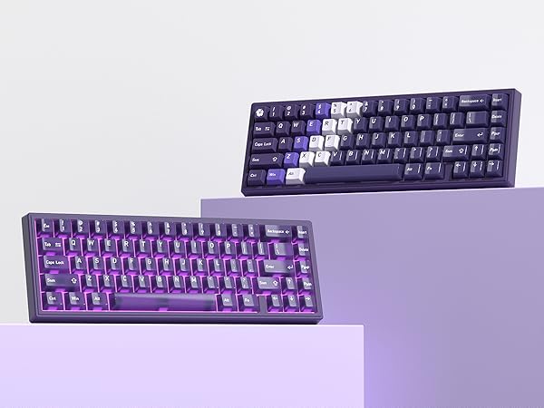 Purple Keyboard Keycaps Jelly,Cute Clear Keycaps PBT/PC, Transparent Custom keycap dye sub key caps