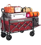 SUNNYFEEL 330lbs Wagons Carts Foldable with Extended Tailgate,Heavy Duty Collapsible Folding Wago...