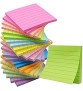 (24 Pack) Lined Sticky Notes 3x3 in Post Ruled Stickies Super Sticking Power Memo Pads,12 Bright ...
