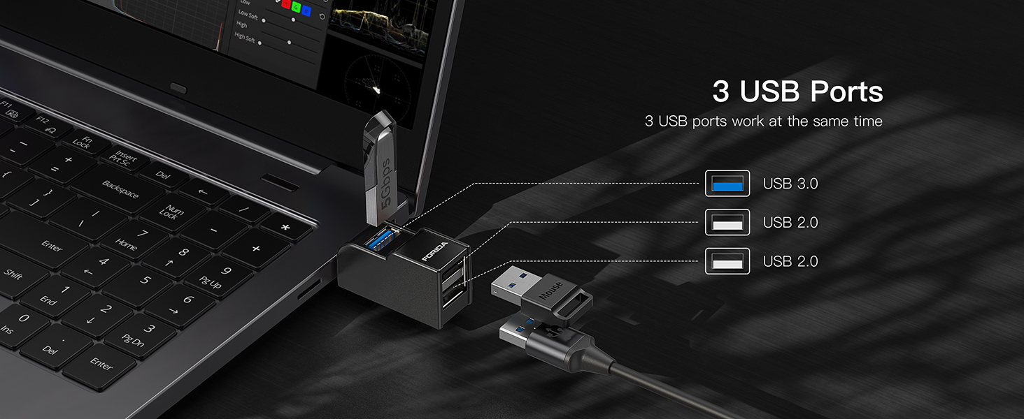 usb splitter 3 port hub