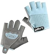 Bawnhaw Kids Fingerless Cycling Gloves Non-Slip Bike Gloves for Youth Girls Boys 3-12T, Breathabl...