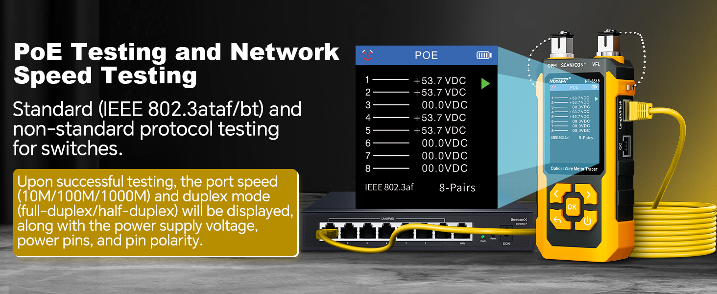 NF-8518 Network Cable Tester with Optical Power Meter, Ethernet Cable Tester