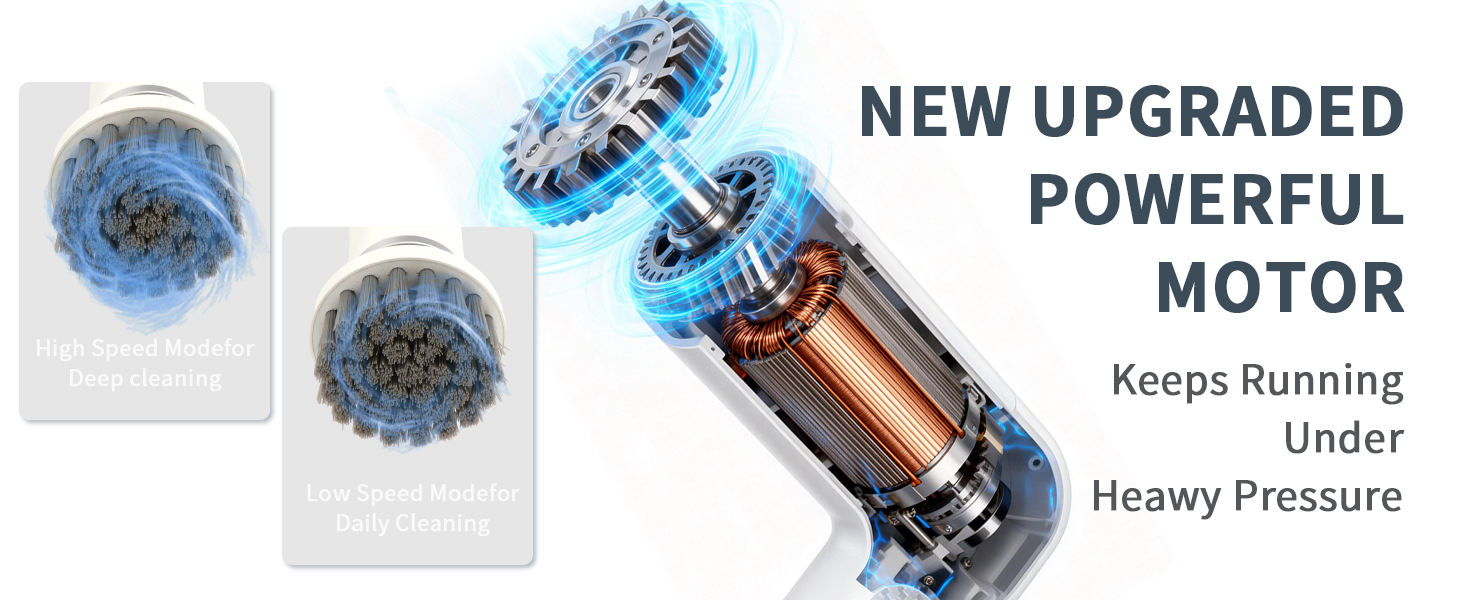 Electric Cleaning Brush Compact &amp;amp; Portable Long-Lasting Battery Powerful Motor Dual-Speed