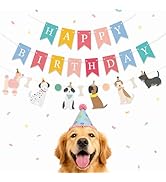 Dog Birthday Banner with Cute Paw Prints,DIY Adjustable Puppy Party Decorations Set, Lightweight ...