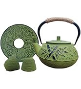 26 oz Japanese Style Cast Iron Teapot Set with Infuser for Loose Tea and Stove Top, Asain Kungfu ...