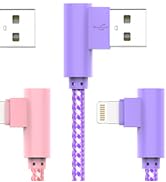 iPhone Charger 10FT Lightning Cable [Apple MFi Certified] Right Angle 3 Pack 90 Degree Nylon Brai...